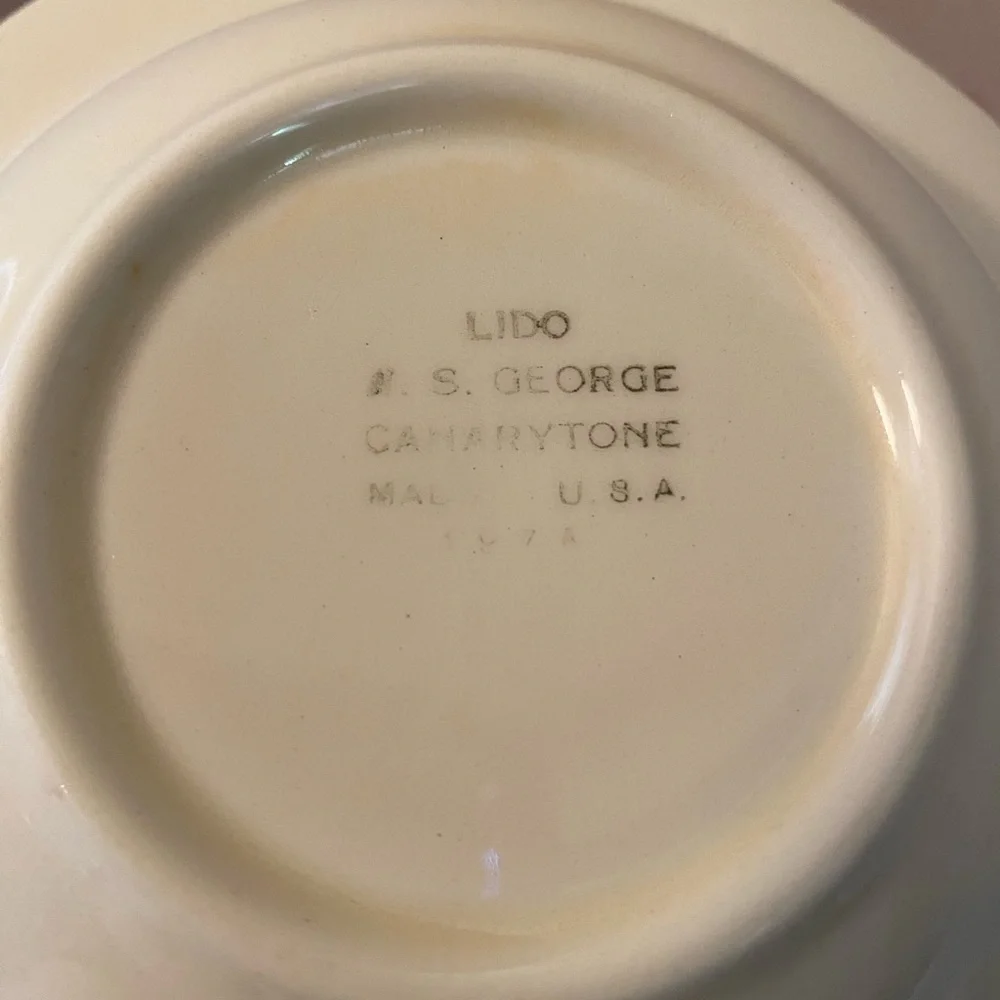 Vintage Lido W S George Canarystone Bowl Floral Made in USA